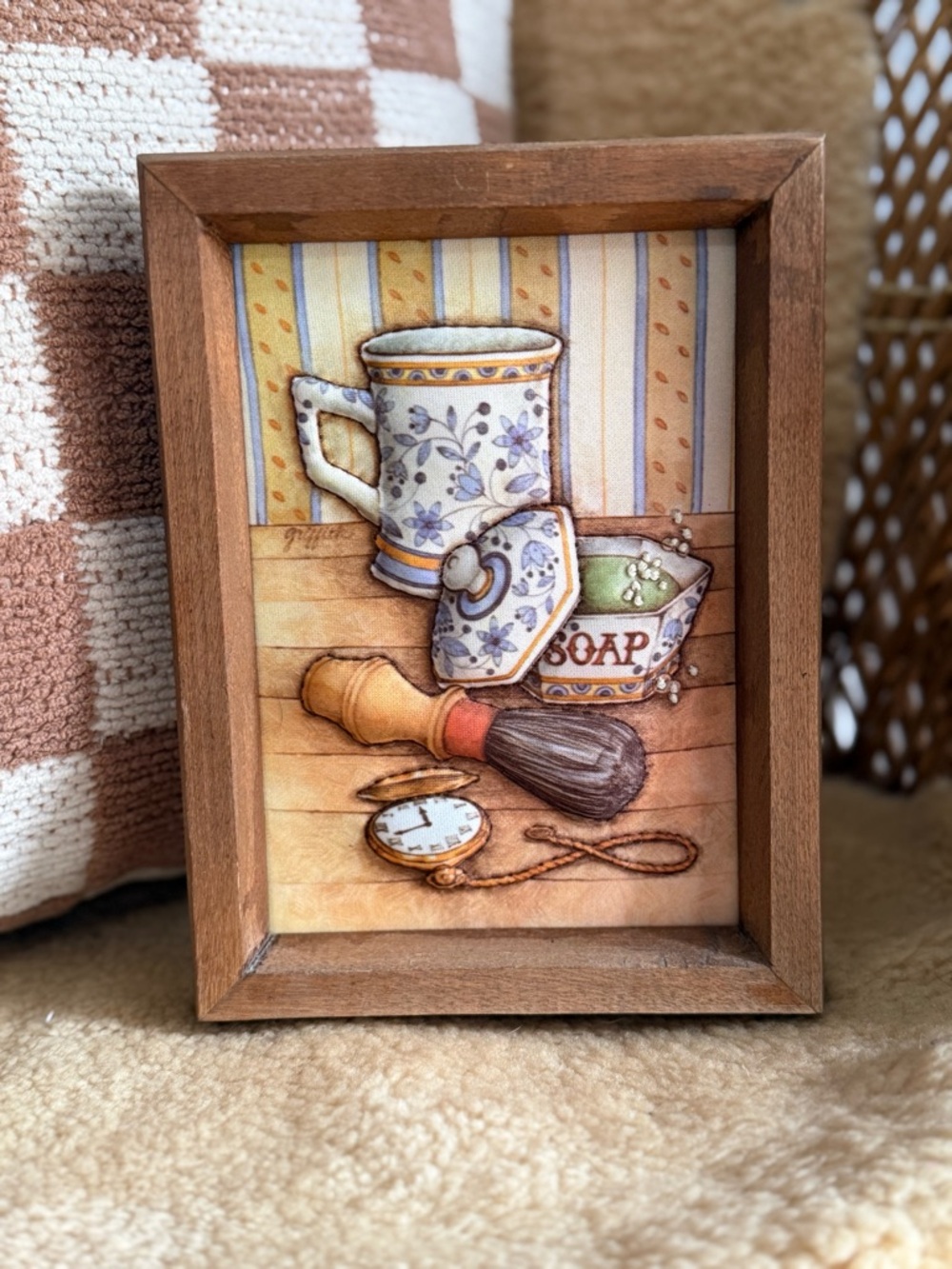 VINTAGE | puffy quilted embroidery art (B)